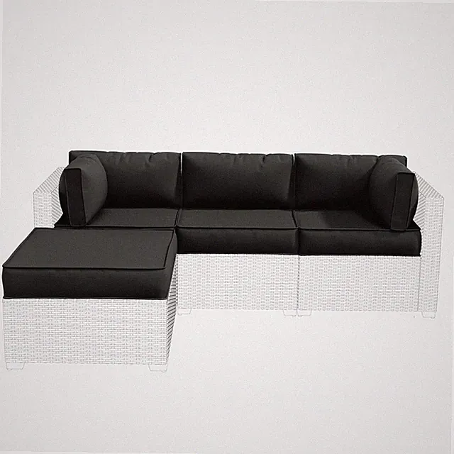 Replacement Waterproof Cushions for 4-Seat Patio Sectional Sofa, Black