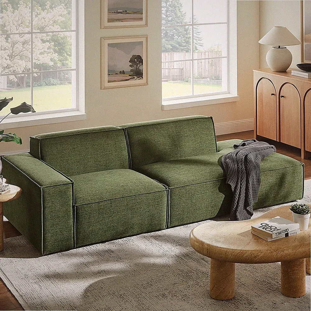 Restore 2-Piece Performance Fabric Upholstered Modular Loveseat in Foliage