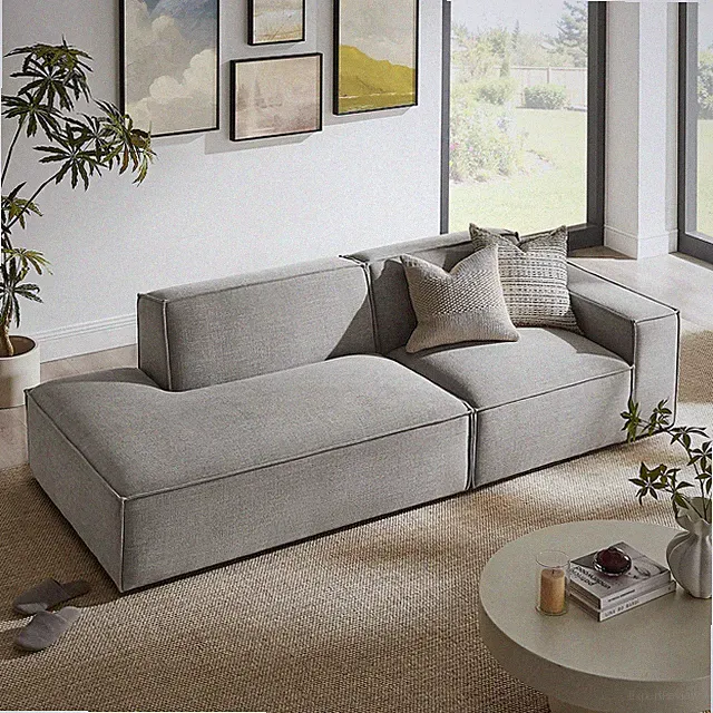 Restore 2-Piece Performance Fabric Upholstered Modular Loveseat in Pewter