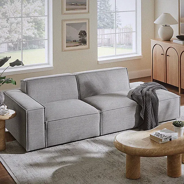 Restore 2-Piece Performance Fabric Upholstered Modular Loveseat in Pewter