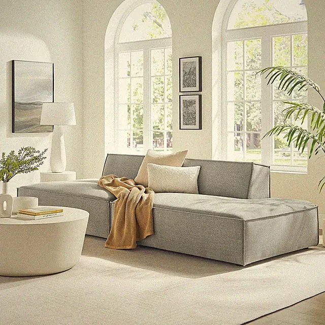 Restore 2-Piece Performance Fabric Upholstered Modular Loveseat in Pewter