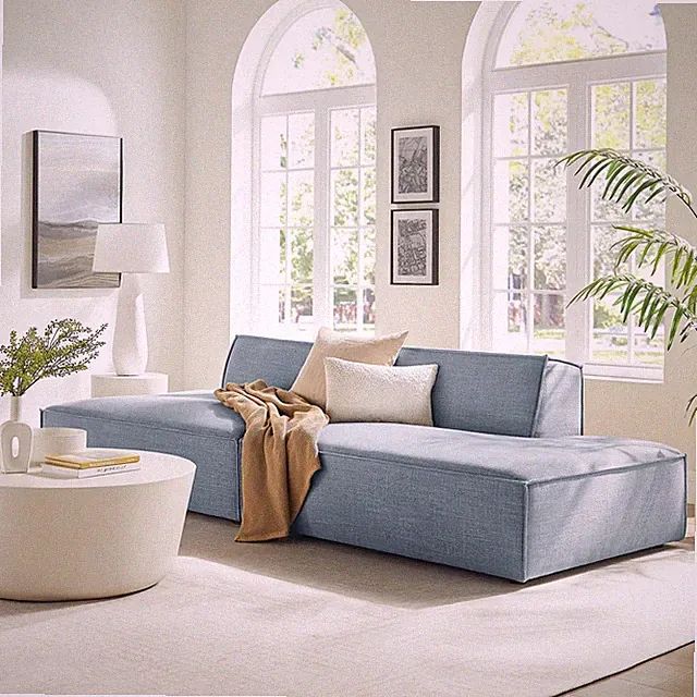Restore 2-Piece Performance Fabric Upholstered Modular Loveseat in Sky