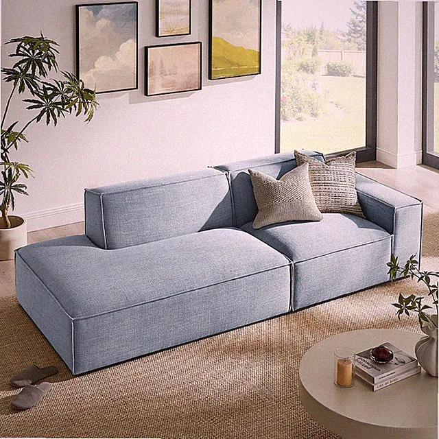 Restore 2-Piece Performance Fabric Upholstered Modular Loveseat in Sky