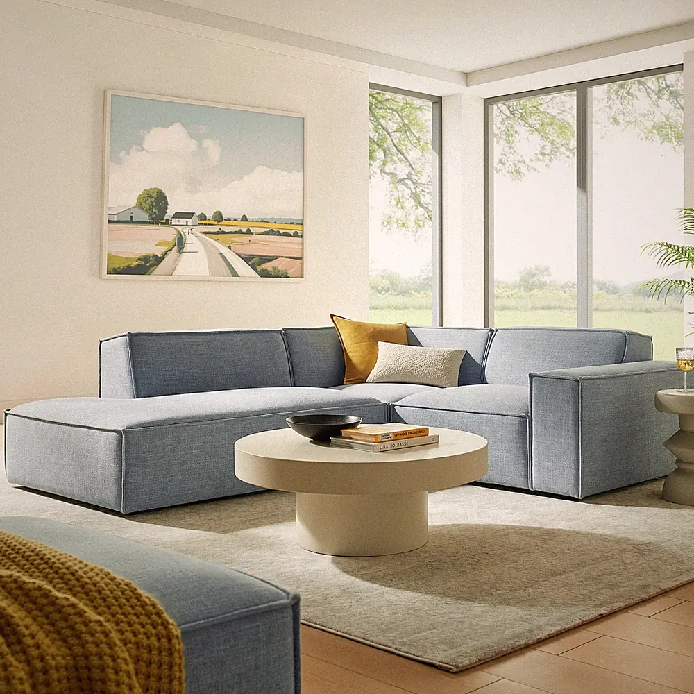 Restore 3-Piece Performance Fabric Upholstered Modular L-Shaped Sectional Sofa