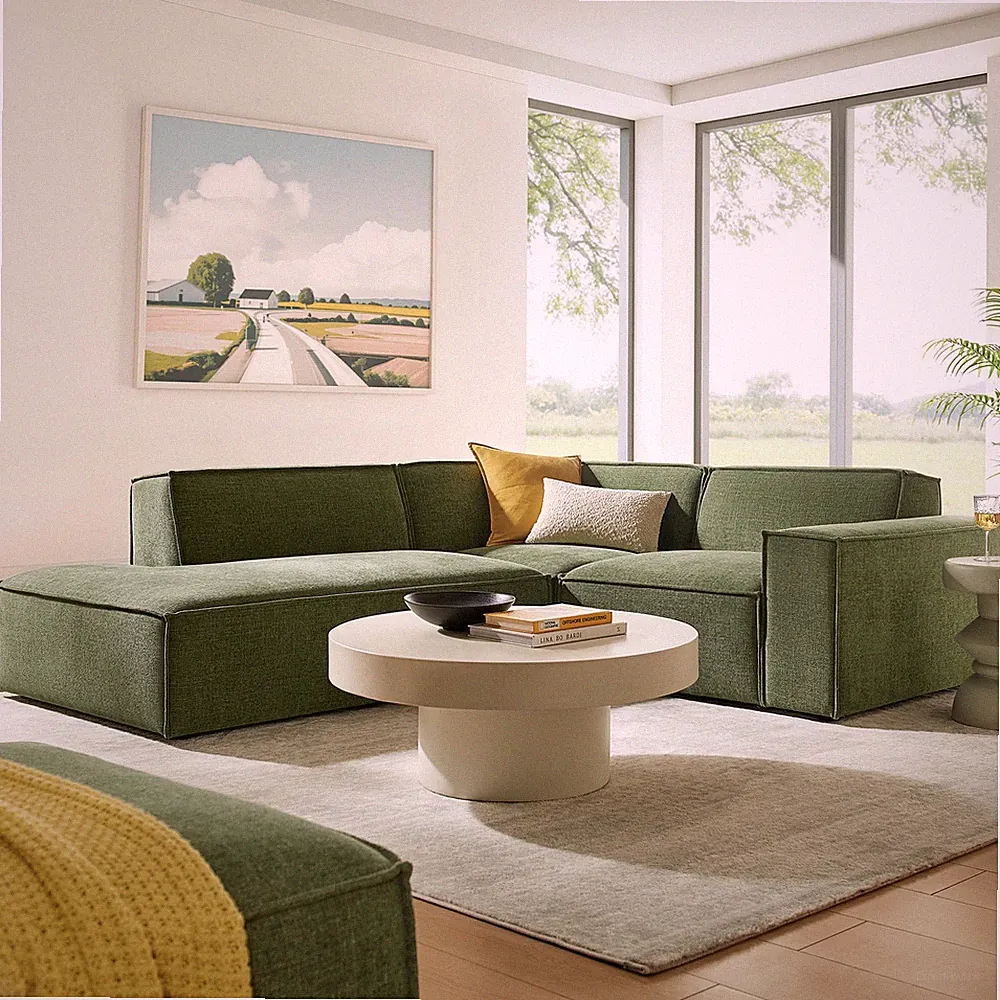 Restore 3-Piece Performance Fabric Upholstered Modular L-Shaped Sectional Sofa