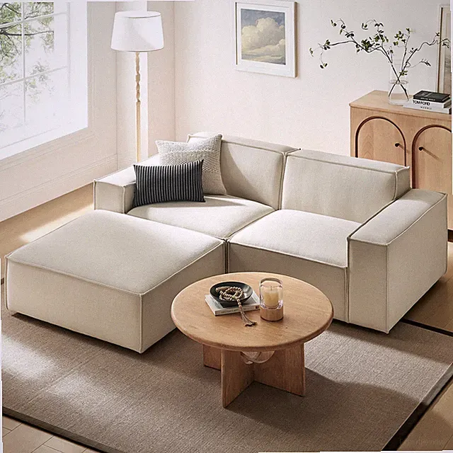 Restore 3-Piece Performance Fabric Upholstered Modular Loveseat with Ottoman