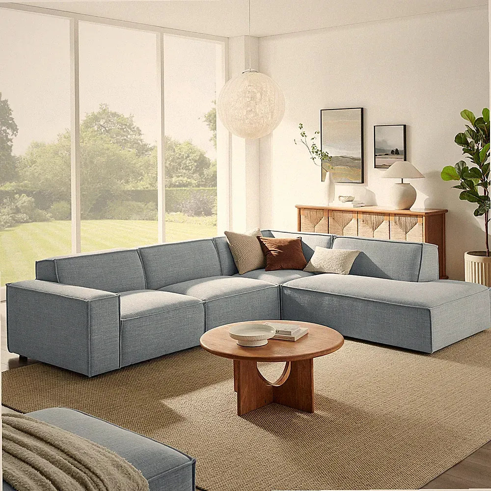 Restore 4-Piece Performance Fabric Upholstered Modular L-Shaped Sofa