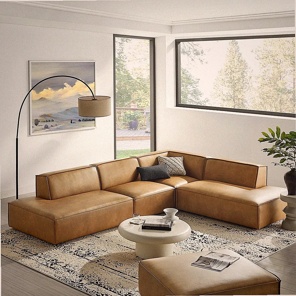 Restore 4-Piece Vegan Leather Modular L-Shaped Armless Sectional Sofa