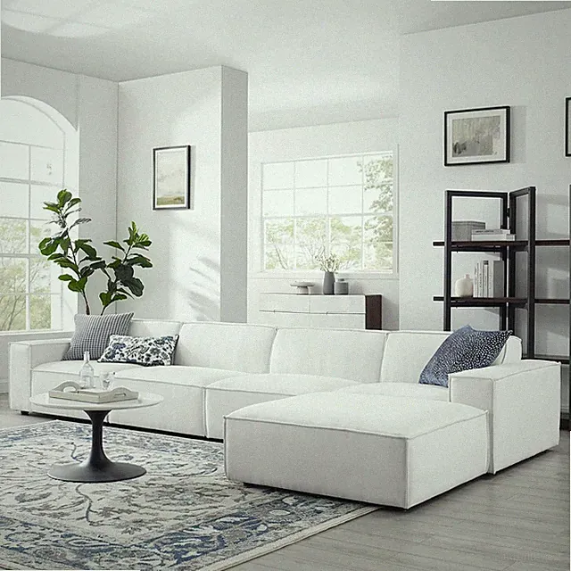 Restore 5-Piece Upholstered Sectional Sofa in White