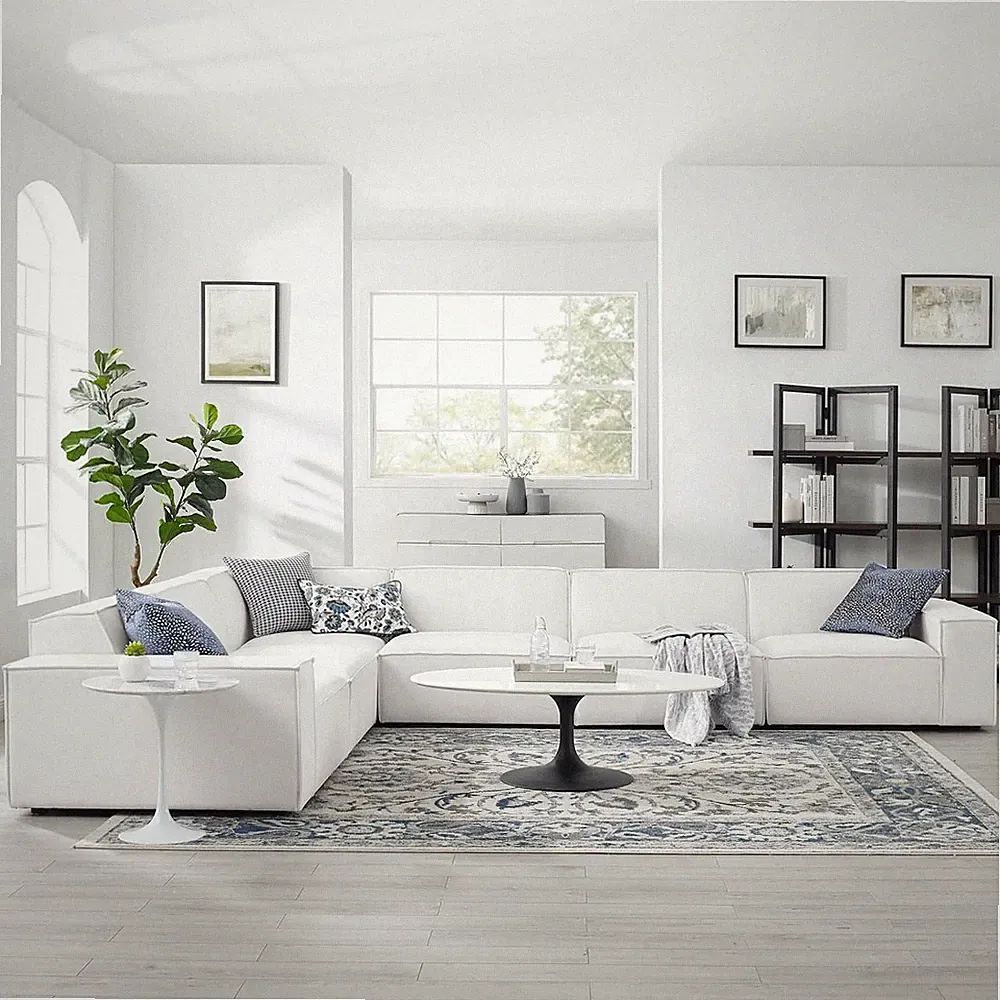 Restore 6-Piece Upholstered Sectional Sofa in White