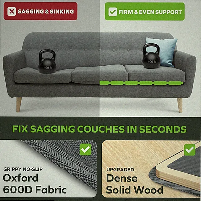 Restore Comfort in 60 Sec - Solid Wood L-Shape Sofa Support