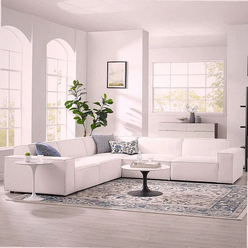 Restore Upholstered Sectional Sofa, 5-Piece Set, White