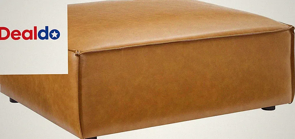 Restore Vegan Leather Sectional Sofa Ottoman in Tan