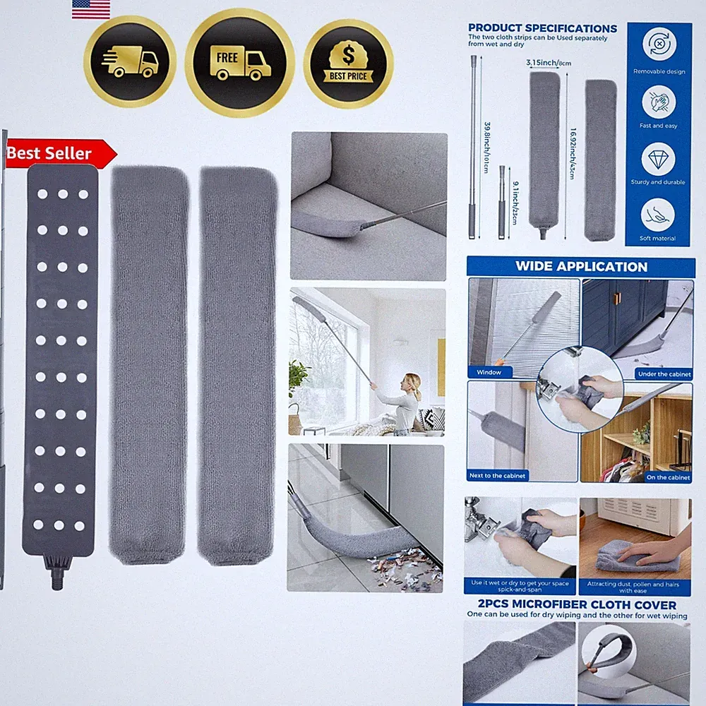Retractable Gap Dust Cleaner Cleaning Tools with 2 Microfiber Dusting Cloths...