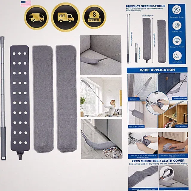 Retractable Gap Dust Cleaner Cleaning Tools with 2 Microfiber Dusting Cloths...