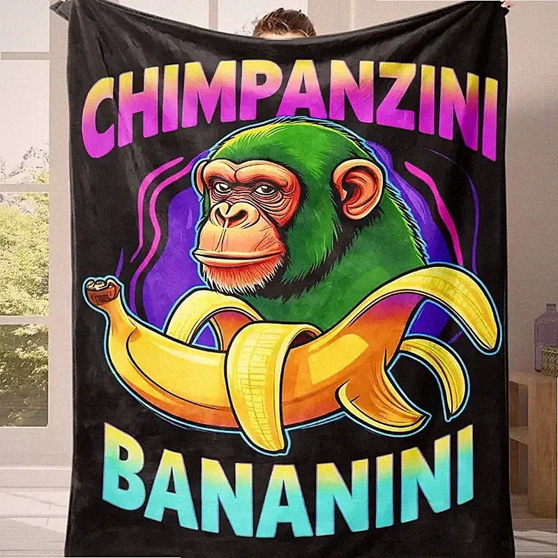 Retro Sci-Fi Neon Cartoon Flannel Blanket Cozy Sofa Bed Throw