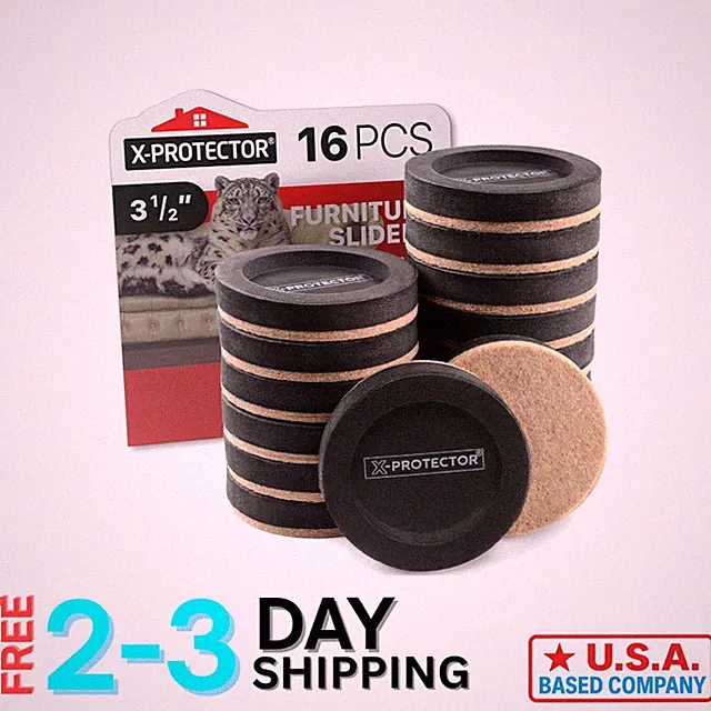 Reusable 3.5” Felt Furniture Sliders 16 PCS - Effortless Mobility for Any Floor
