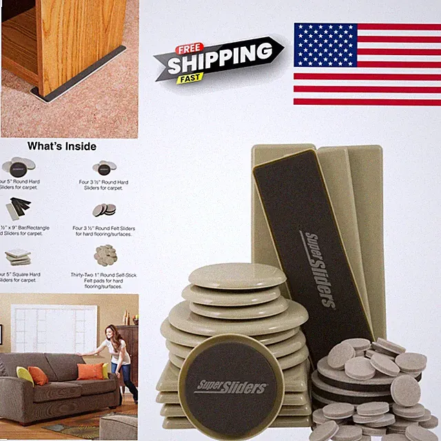 Reusable Furniture Moving Kit 52 Piece for All Floor Types Easy Slide Sliders