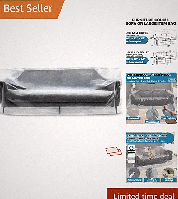 Reusable Heavy-Duty Couch Cover - Waterproof Furniture Protection 96x42x62 Inch