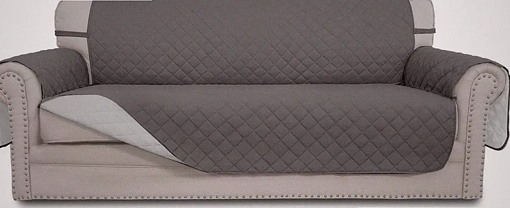 Reversible 3 Cushion Sofa Cover for Dogs Water Resistant Gray Light Gray