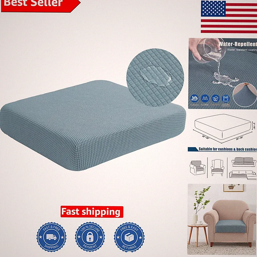 Reversible and Waterproof Dusty Blue Slipcovers for Small Sofa Seats - Easy Care
