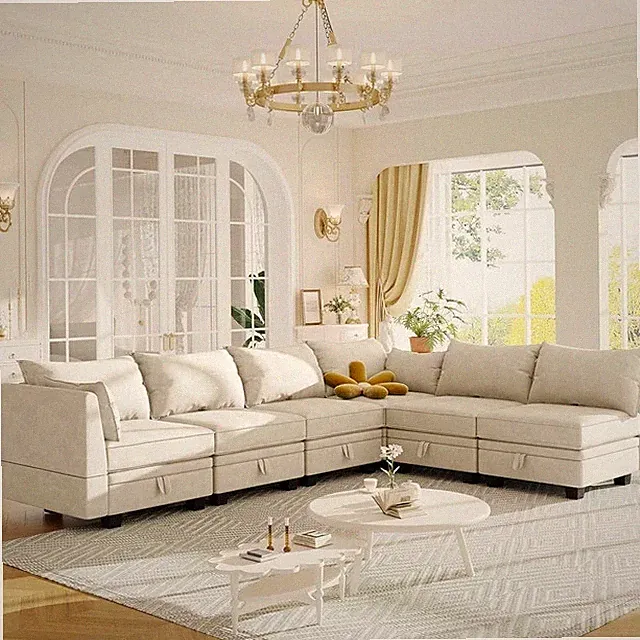 Reversible Chase Sectional Sofa, Convertible Modular Sectional Sofa with Storage