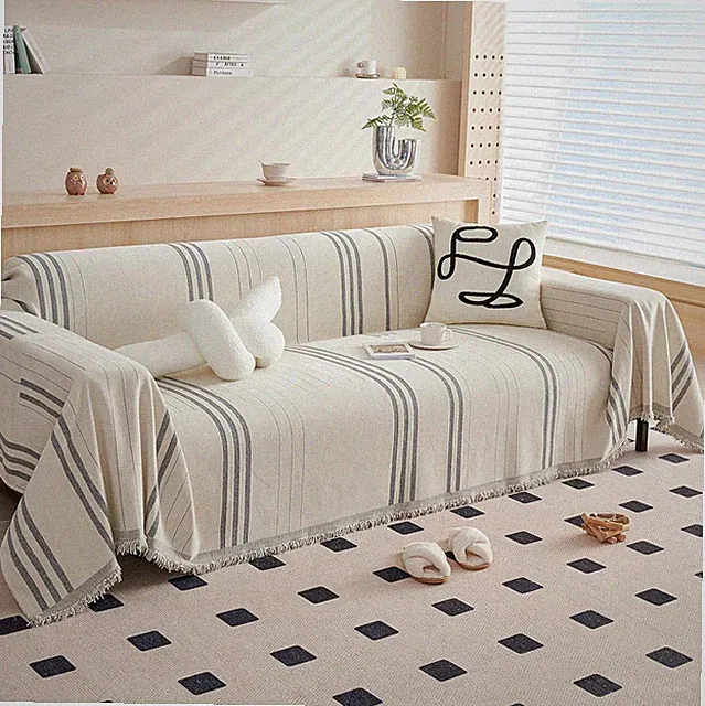 Reversible Chenille Loveseat Couch Cover for Pets - Beige/Grey 71"x118