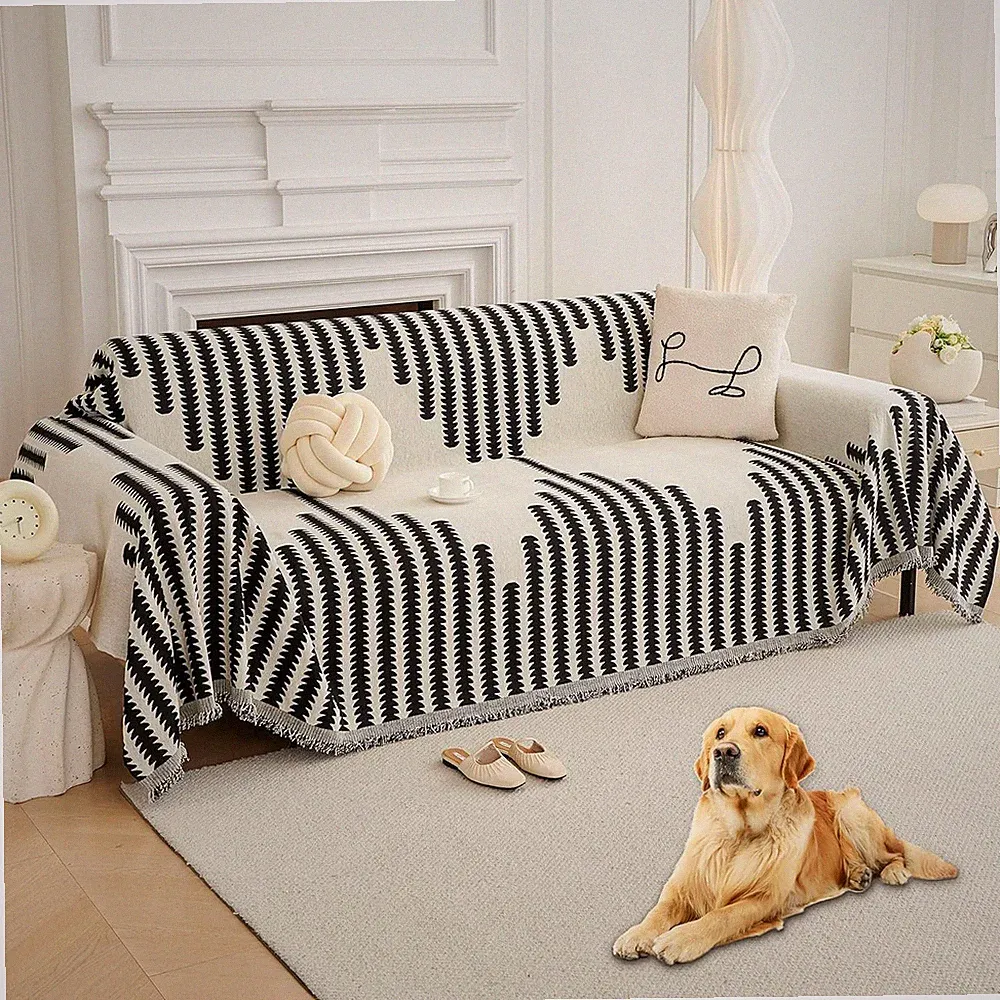 Reversible Chenille Sofa Cover Large Chenille Sofa Cover Anti-Slip Couch Cover