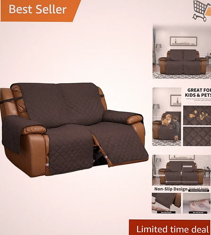 Reversible Couch Cover for Loveseat Polyester Water Resistant Slipcover