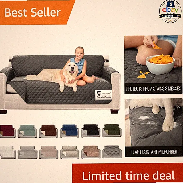 Reversible Couch Slip Cover 1 Count Charcoal Anti-Slip Washable Sofa Cover