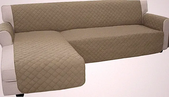 Reversible L-Shape Sectional Couch Cover Small Beige/Beige