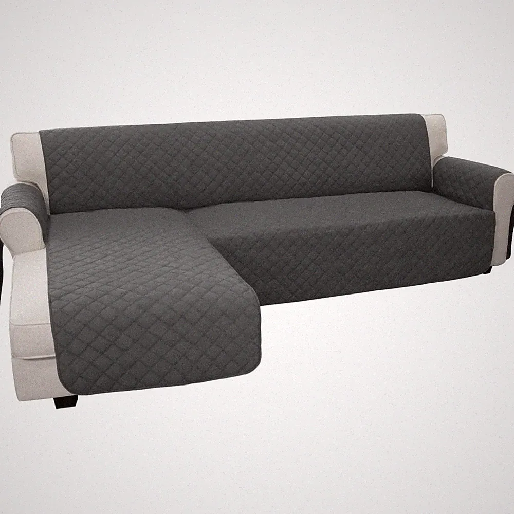 Reversible L-Shaped Sofa Cover - Pet-Friendly - Dark Gray