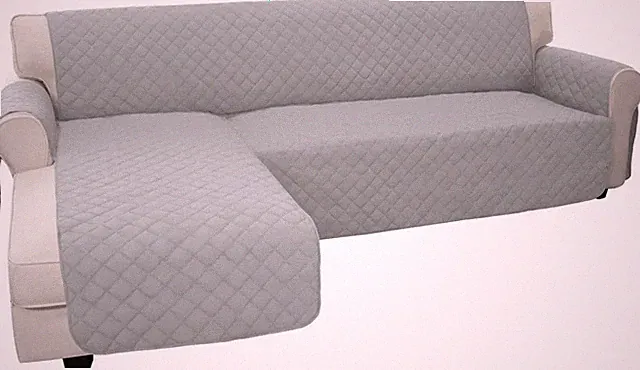 Reversible L-Shaped Sofa Slipcover - X-Large Light Gray Furniture Protector
