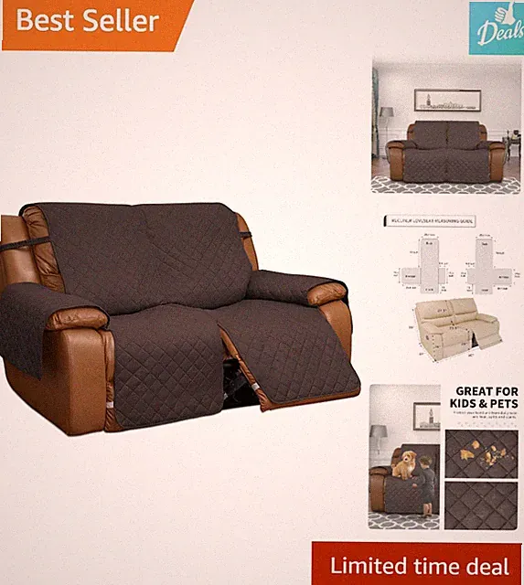 Reversible Loveseat Recliner Cover - Elegant Protection for Kids & Pets