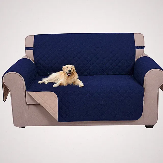 Reversible Loveseat Sofa Cover for Dogs - Water Resistant Navy/Camel