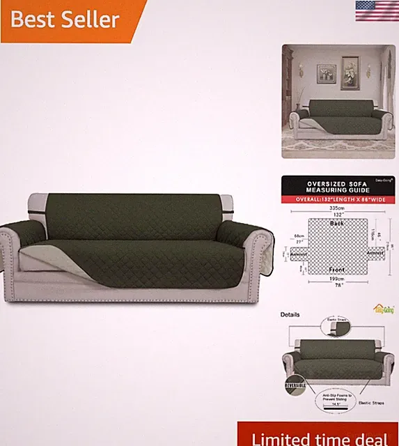 Reversible Oversized Couch Cover for 3 Cushion Couch Sofa Cover for Dogs Wate...