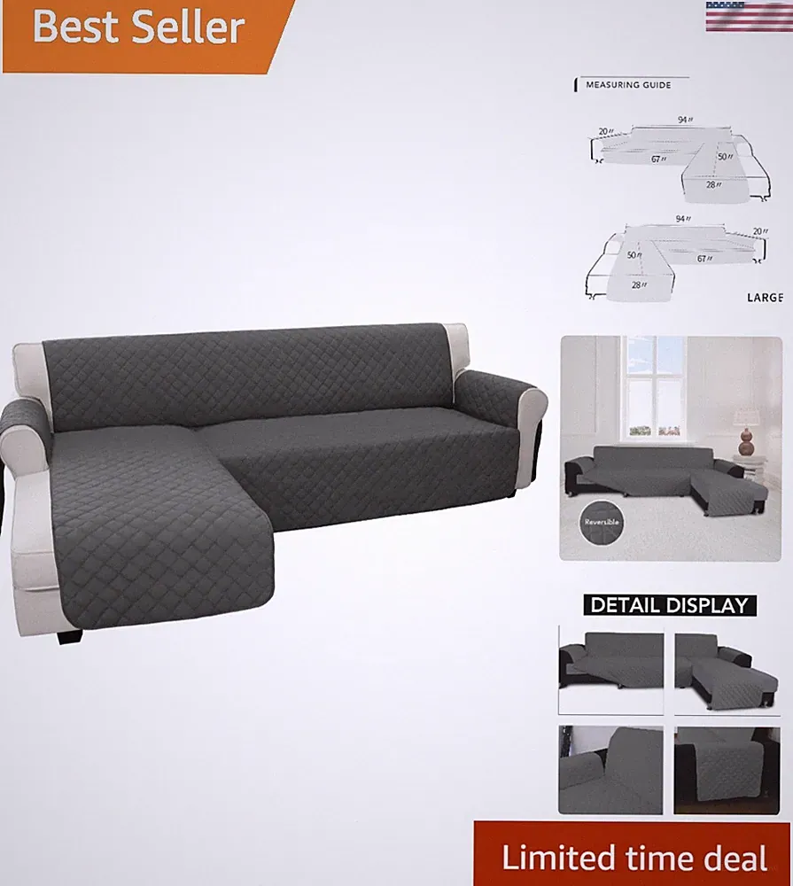 Reversible Pet-Friendly Sofa Slipcover - Large, Stylish, Easy-Care Protector