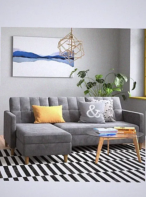 Reversible Sectional Couch Set 3 Seat L Shaped Modular Sleeper Sofa