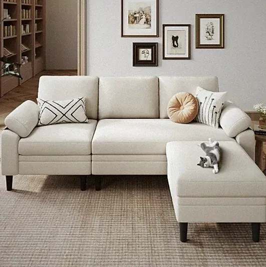 Reversible Sectional Sofa Couch, For Living Room Beige
