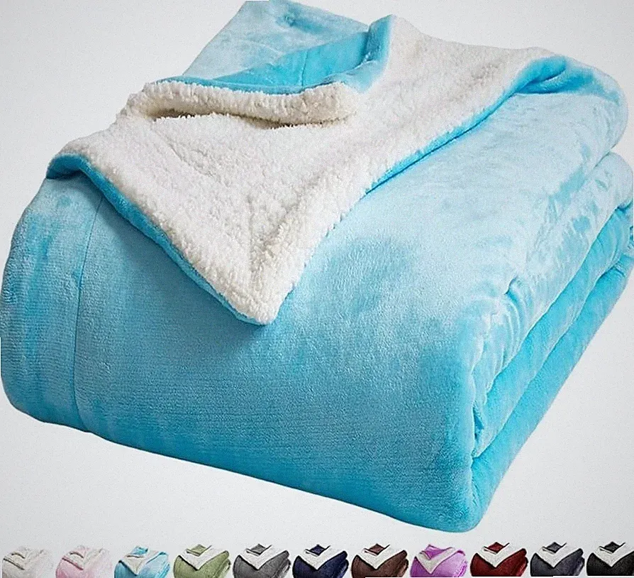 Reversible Sherpa Fleece Blanket Soft Cozy Warm Throw for Sofa Bed Twin Queen