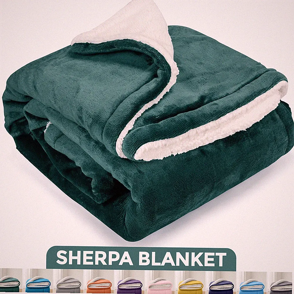 Reversible Sherpa Fleece Blanket Ultra Soft Coverlet Plush Throw for Bed Sofa