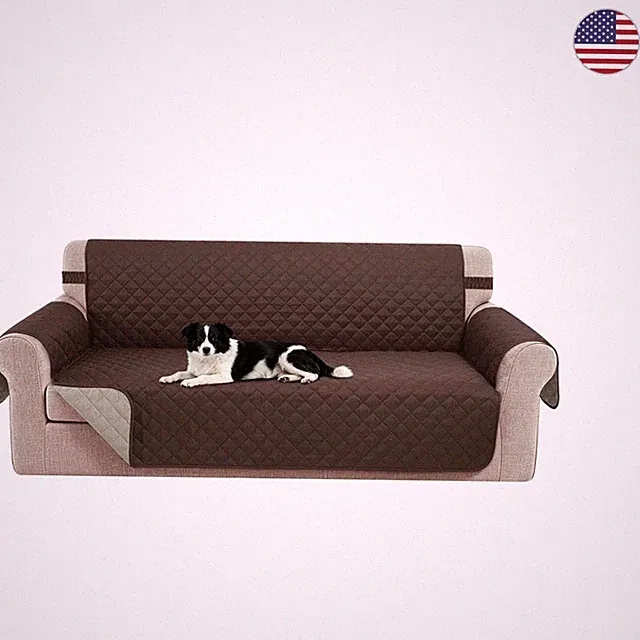 Reversible Sofa Cover, Chocolate/Beige - Perfect for Family Living Rooms