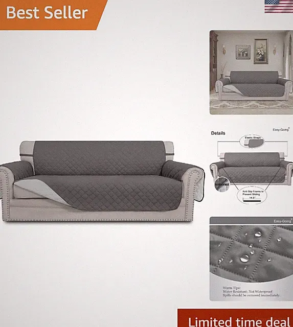 Reversible Water-Resistant Couch Cover for 3 Cushion Sofas - Gray/Light Gray