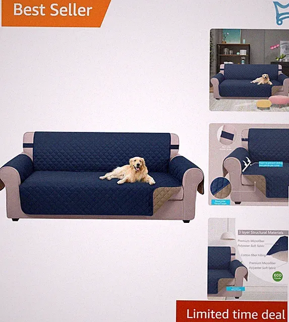 Reversible Water Resistant Couch Cover for Pets 68-inch Sofa Protector Navy