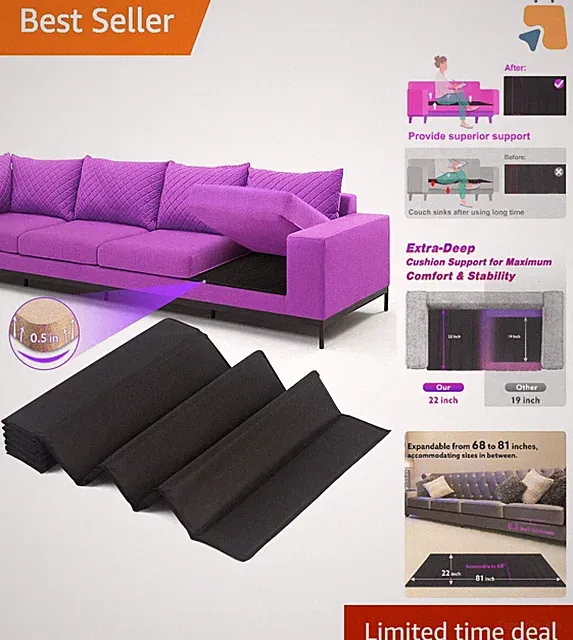 Revive Your Sagging Sofa: Large Support Solution [22" x 68-81"], Firm & Reliable