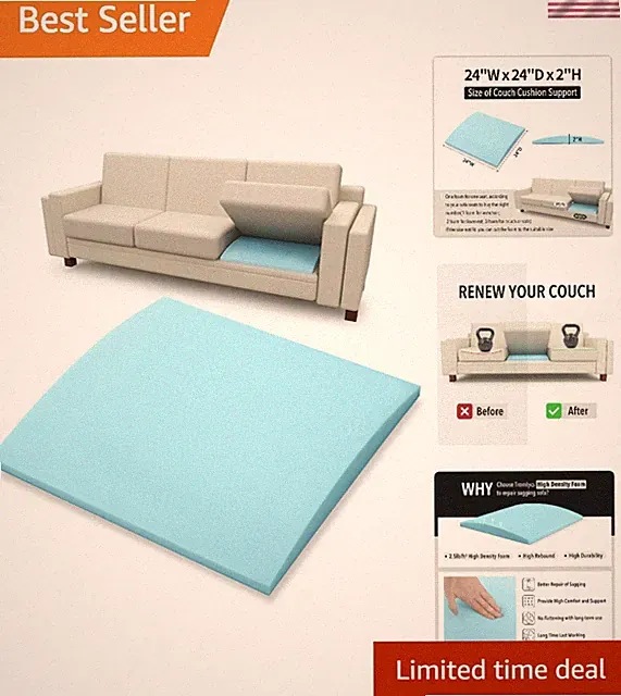 Revolutionary 24" x 24" High-Density Foam Sofa Saver for Sagging Cushions