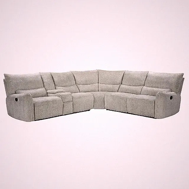 Rey 3pc Manual Reclining Sectional Sofa with Console- Latte Gray