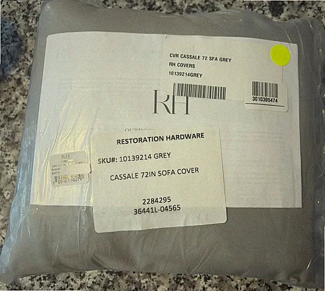 RH Restoration Hardware Casalle Sofa 72” Outdoor Furniture Cover Grey $415