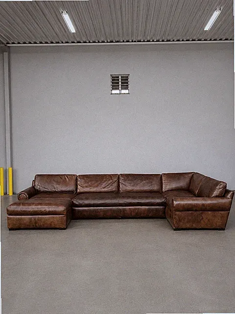 RH Restoration Hardware Lancaster Leather U-Sectional Sectional Italian Brompton