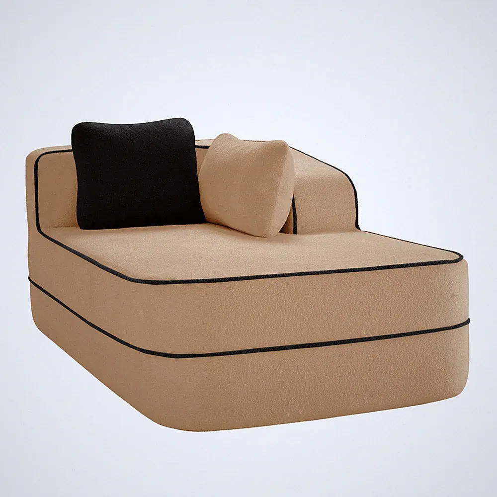 Right Chaise Sofa with Pillows Teddy Fabric Camel 66.54" L
